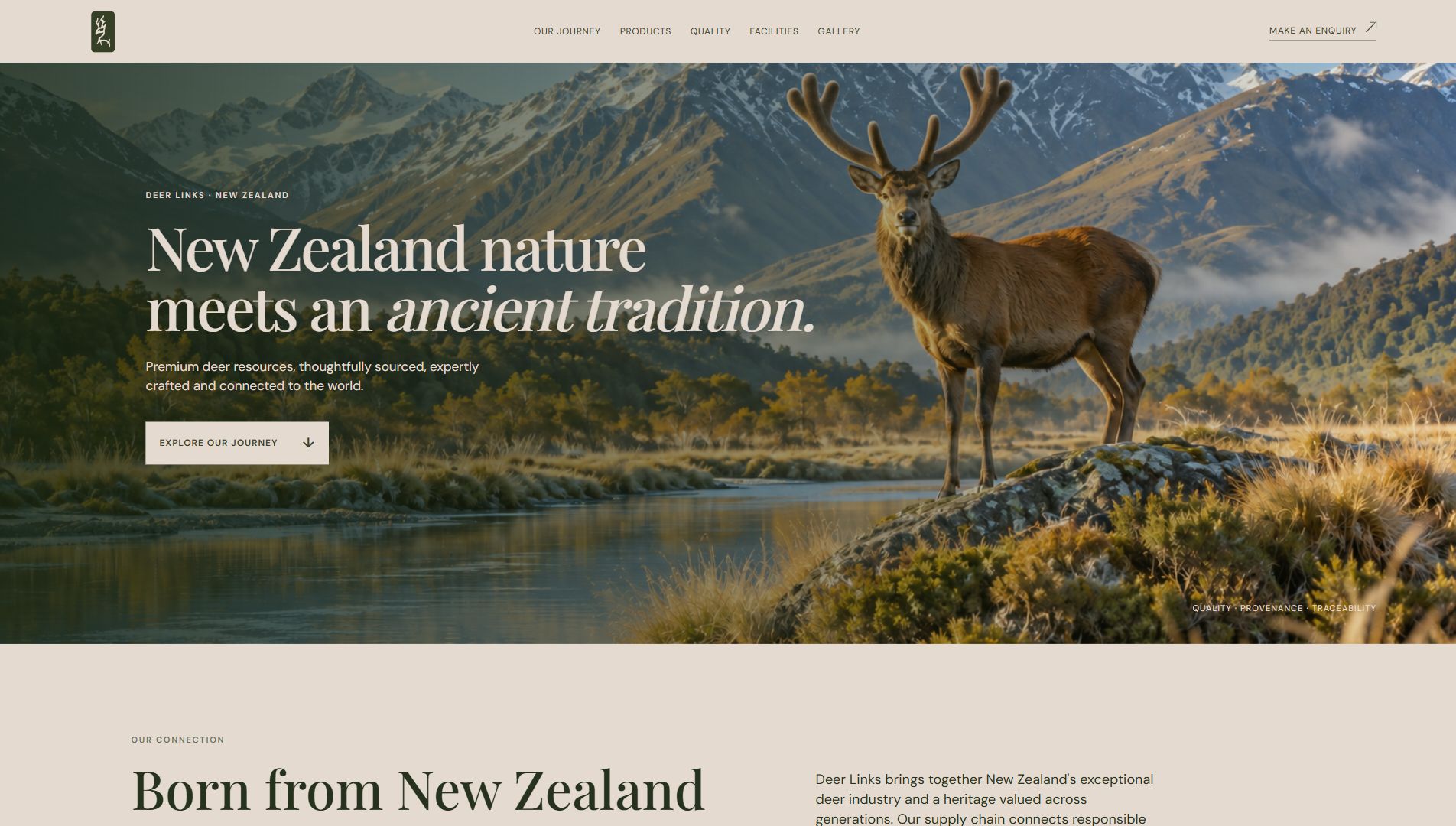 Deer Links live website homepage screenshot, captured October 2026